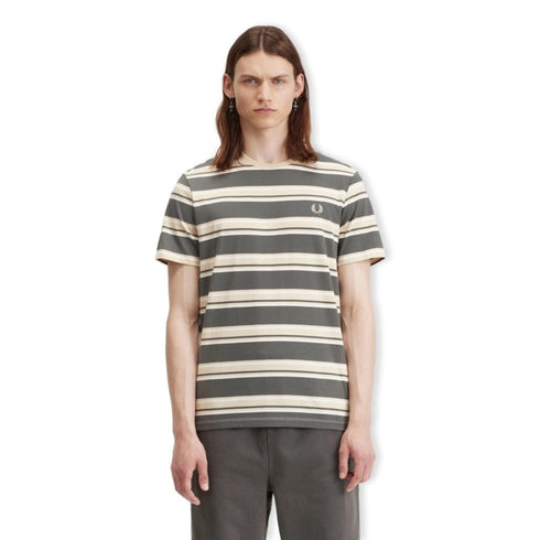 Fred Perry T-shirt T-shirt Uomo Stripe Fango grigio P24-FRED PERRYM6557-U98P-S - Francavilla Moda